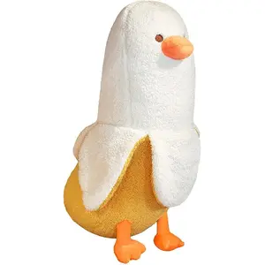 Banana Duck Plush Toy Cute Plushie Hugging Plush Pillow Duck Stuffed Animal for Girls and Boys White