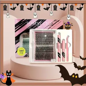 SOSIAY CICI 320PCS DIY Lash Extension Kit, 30D+40D Individual Lash Clusters 9-16mm, Beginner Friendly Lash Kit with Bond Seal Tweezers for Home Salon