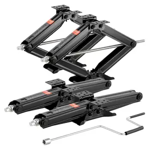 summervibes VEVOR 6500 lbs RV Scissor Jacks, 4-23.4 in RV Stabilizer Leveling Scissor Jacks, Set of 4, Heavy Duty Stabilizer Jack with Crank Handle, Socket and Bubble Levels, Not Easily Bent or Deformed