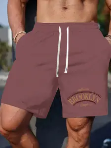 Men's Letter Print Shorts, Casual Comfy Breathable Shorts for Summer, Men's Bottoms for Daily Wear