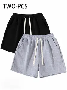 Men's Adjustable Drawstring Shorts, Elastic Knit, Mid Waist, Fitted, Casual Style, Short Pants for Sports, Outdoor, Gym, Training, Leisure, Lightweight Shorts