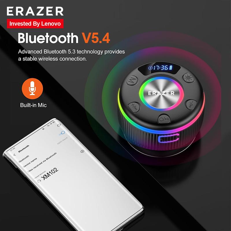 ERAZER XM102 Waterproof Shower Bluetooth Speaker Portable Wireless Speaker with Suction Cup IPX6 Waterproof Speaker Suitable for home/party/outdoor/beach, electronic products, birthday gifts