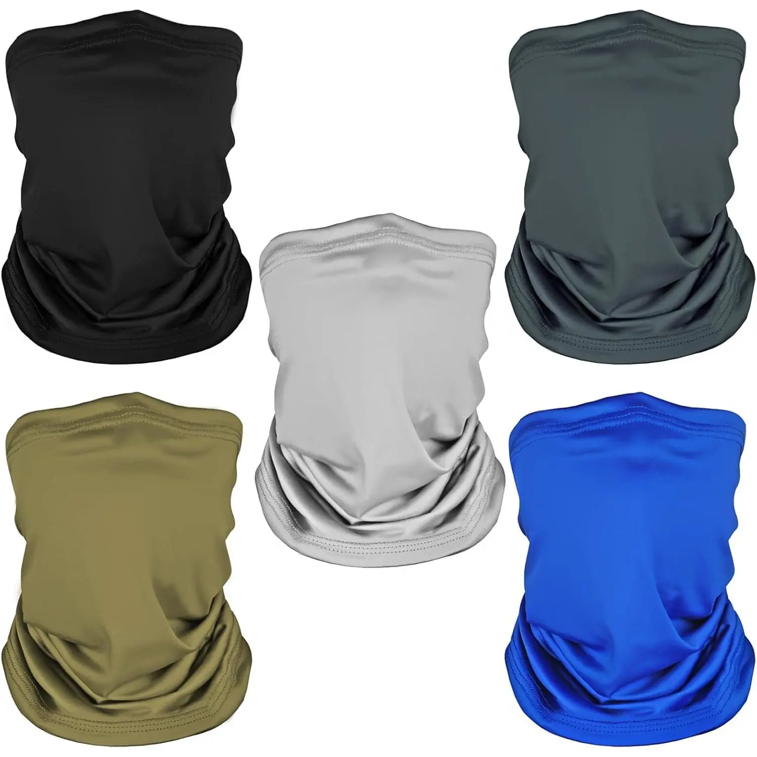 5-Pack Unisex Neck Gaiter, Stylish Protective Polyester Face Cover - Breathable, Quick-Dry, and Multifunctional for Outdoor Sports, Elastic, Outdoor Sports Mask