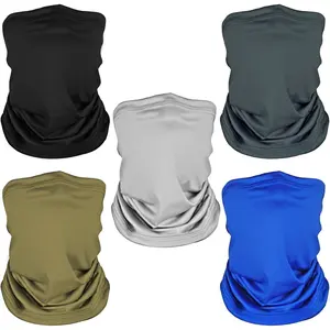 Unisex 5-Pack Stylish Neck Gaiter, Elastic Breathable Cooling Face Cover, UV Sun Protection Dustproof Outdoor Sports Mask for Adults (Running, Cycling)