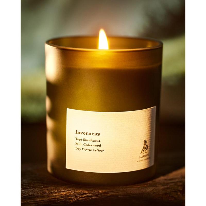 Harry's Inverness Candle Decor | Frosted Glass Vessel | Custom Artwork