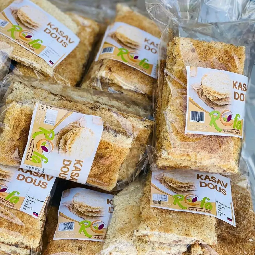 kasav dous okap-sweet cassava bread coconut 3pack (6 pieces) Snack