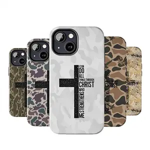 Camouflage Cross Phone Case – Philippians 413, Military Faithcore & Bold Devotional Vibes for iPhone 17–11 Pro Max, Galaxy S25–S21 Ultra