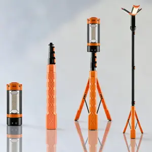 Rechargeable 9000mah Camping Light with Detachable Tripod, 2200 Lumens Cordless Adjustable Worklight & Emergency Light, Outdoor Survival Gear