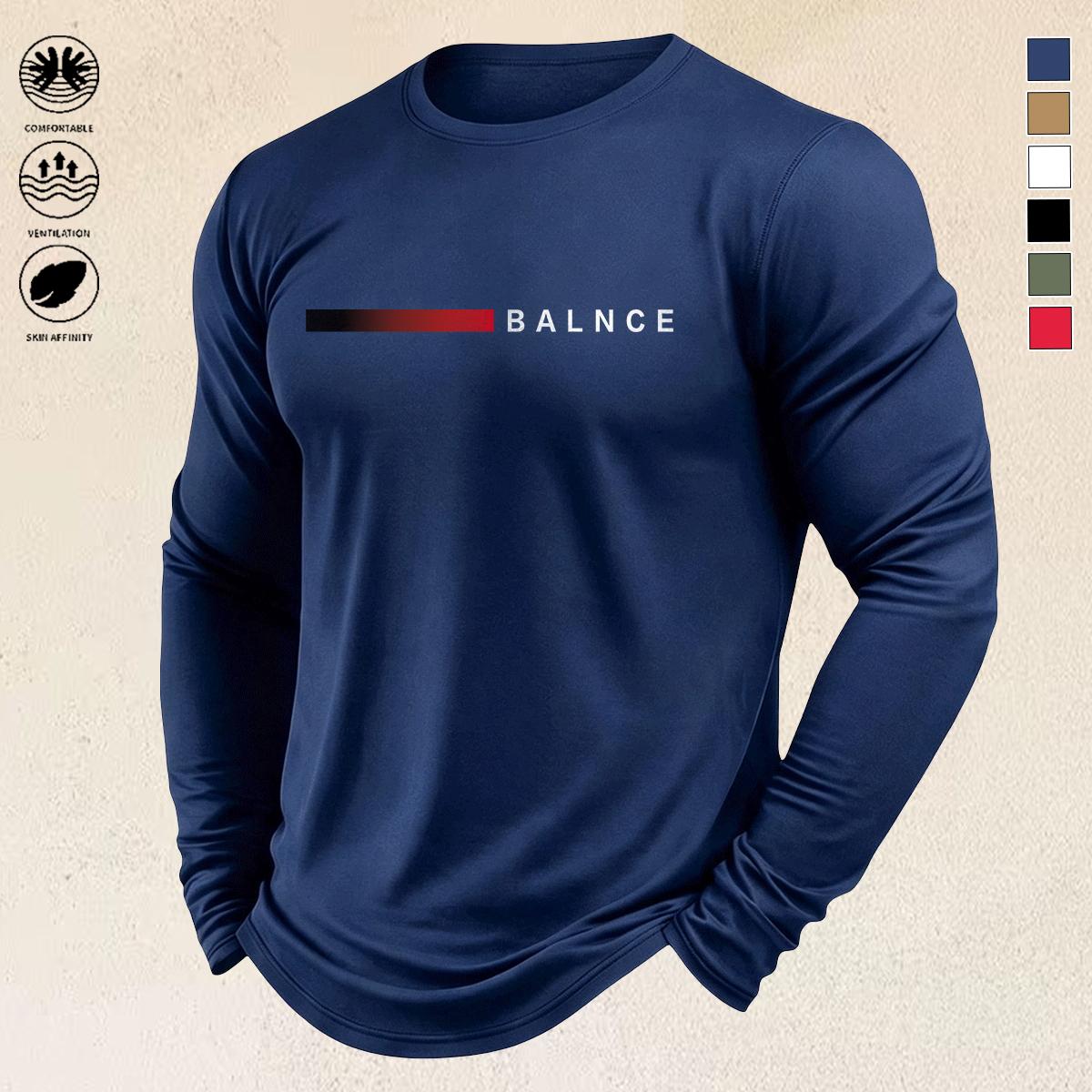 Men's Colorblock Polyester Crew-Neck Long-Sleeve Sports Shirts (5-Pack) - Breathable, Loose, Comfortable for Casual Workouts, Ideal for Street Style, Polyester Clothes