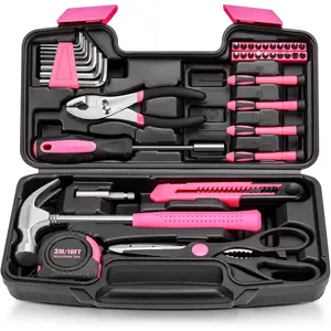 39pcs Pink Tool Set, Hand Tool Kit with Toolbox for Home Repairs, DIY & Crafts, Perfect for Students & Use