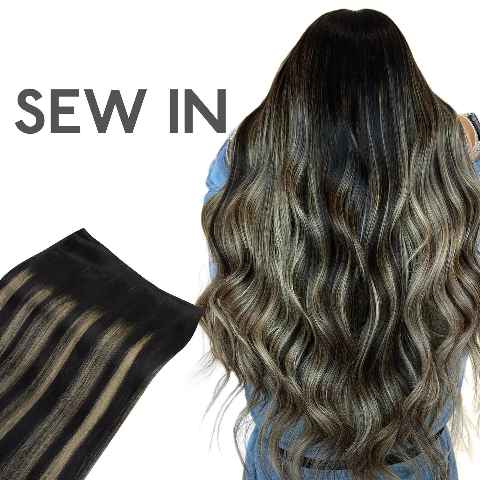 #1B/19/1B Balayage Natural Black to Light Blonde