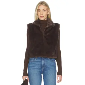Line & Dot Dane Faux Fur Top in Brown