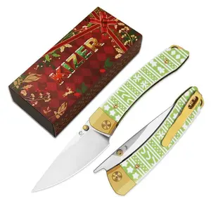 Kizer Christmas Exclusive Edition Aluminum & G10 Mini MoMo Ki3663MC1, V3663MC1 with Nitro-V & Aluminum & Micarta xmas holiday surprise gift