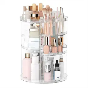 360 Degree Rotatable Makeup Storage Rack, Large Capacity Makeup Organizer, Cosmetic Storage Box, Desktop Makeup Organizer for Women & Girls