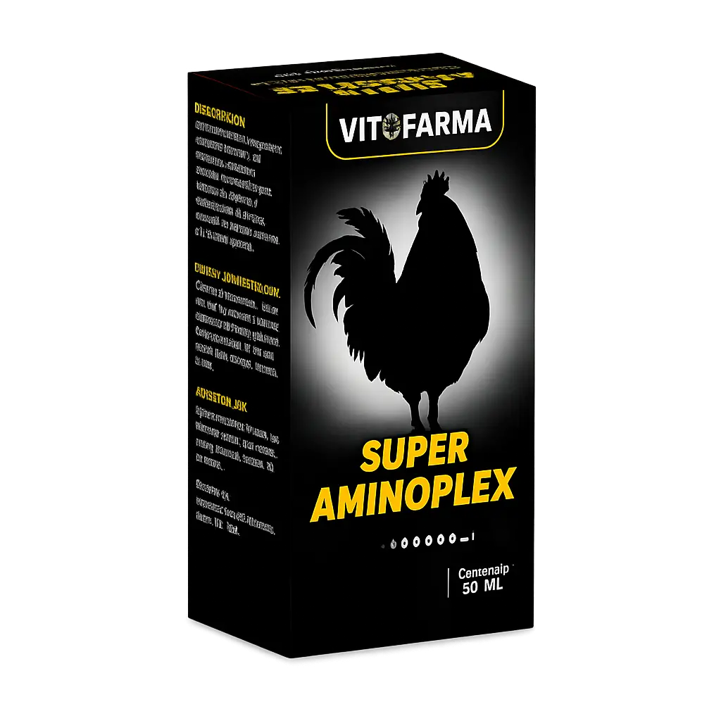 Vitofarma Super Aminoplex Poultry Vitamin Supplement Bottle, 50 mL, with Essential Amino Acids for Chickens & Roosters, Supports Health