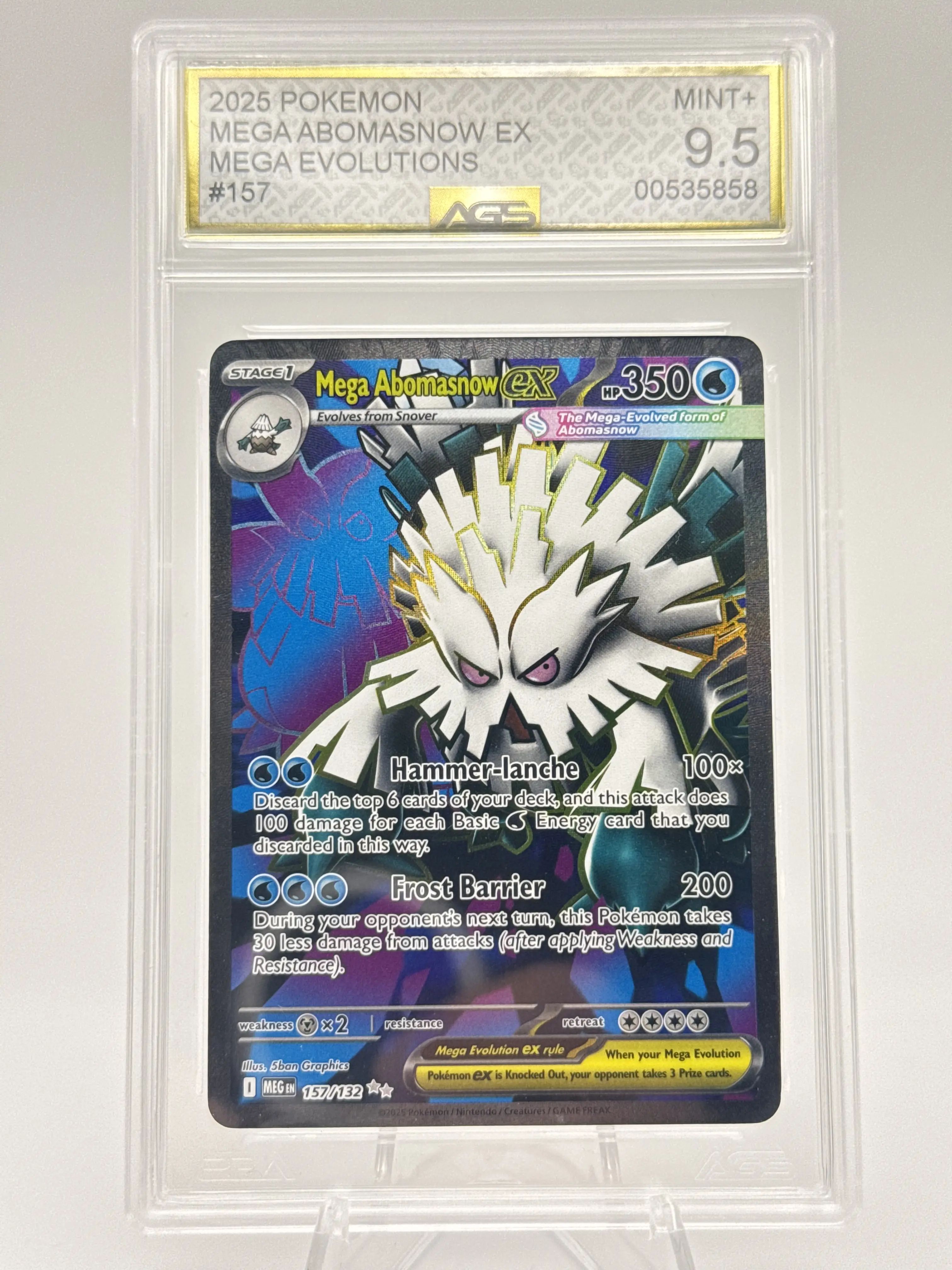 Graded AGS 9.5 Mega Abomasnow EX 2025 Mega Evolutions 157 Holographic Pokemon Card