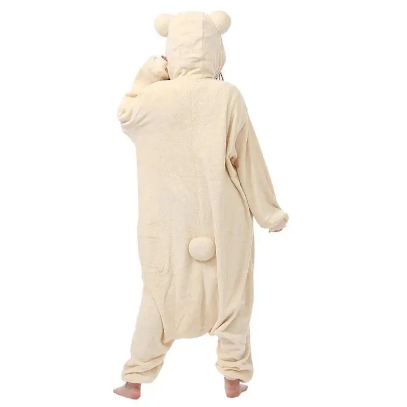 Rilakkuma Cute Long Sleeve Onesie Pajama Set for Adults, Warm Anime Cartoon Loungewear, Comfortable Cosplay Jumpsuit