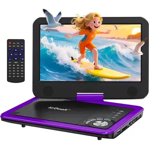 Portable DVD Player 12.5", with 10.5"  Swivel Screen,  Travel DVD Players 5 Hrs Rechargeable , Region-Free Video Player for  , Remote Control, Sync TV, USB&SD,