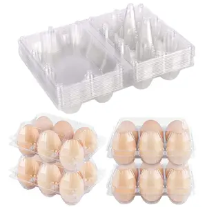 Plastic Clear Egg Carton for 6 Eggs,12Pack Egg Tray Reusable Medium Size Egg Cartons Perfect for Egg Trader Market Farmers Display Farmer Camping