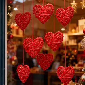 10pcs/1set cane pendant Love pendant Valentine's Day heart shaped cane ball decoration, vase caulk hanging ball decoration, Valentine's Day home decoration DIY caulk wedding table decoration holiday party decoration