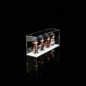 Clear Acrylic Simple Self-Assembly Display Box with White Base, Removable Figures Toys Props Display Riser Stand, Cube Countertop Decorative Storage Box for Home Organization, 40*10*15cm