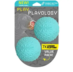 Play by Playology Dog Toys | Interactive Dog Balls | Crunchy Ball Toy 2-Pack