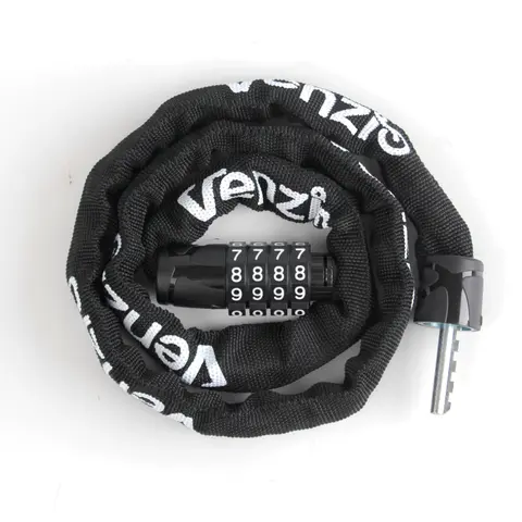 Venzio 4/5-Digit Keyless Combination Anti-Theft Chain Padlock - 4/6mm x 900mm/3FT, Rust-Resist Zinc Alloy Core, Weather-Ready Sleeve, Bike Lock, Bicycle Accessories, E-Bike Tools & Equipment for Adults