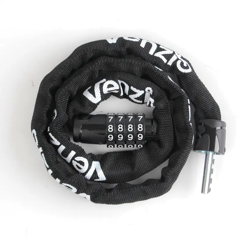 Venzio 4/5-Digit Keyless Combination Anti-Theft Chain Padlock - 4/6mm x 900mm/3FT, Rust-Resist Zinc Alloy Core, Weather-Ready Sleeve, Bike Lock, Bicycle Accessories, E-Bike Tools & Equipment for Adults
