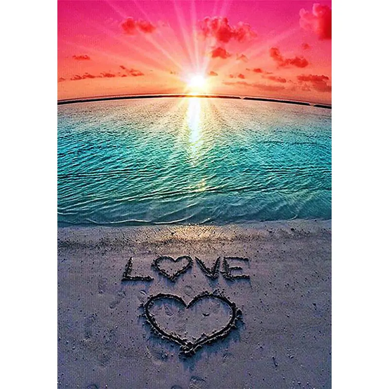 DIY Diamond Painting Kit, 2025 New Vibrant Seascape Sunset Rhinestone Mosaic (16x12in), Plastic Diamond Art Supplies with Firm Bead Attachment, Stress Reliever Handmade Gift for Friends (for Birthdays), Over 20 Zipped Bags
