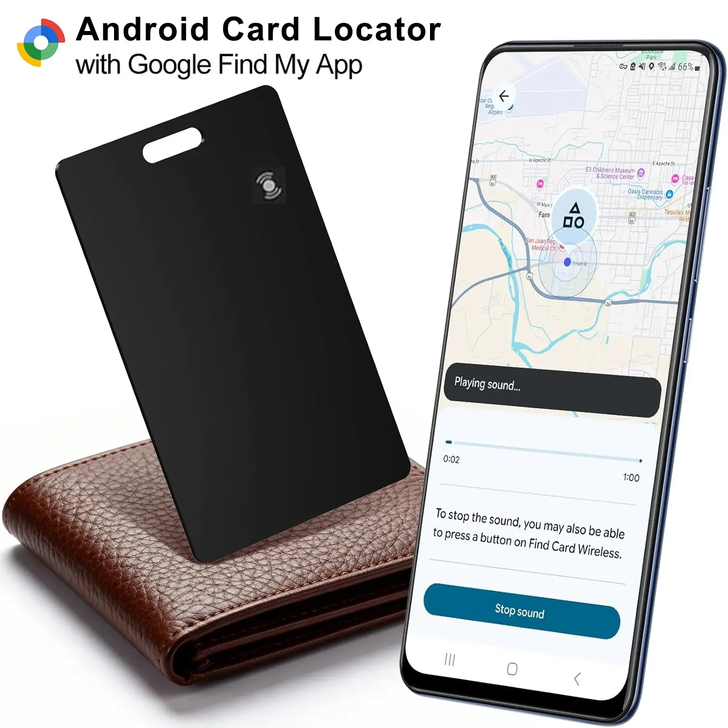 Google Card Wallet Tracker, BT-compatible Smart Locator with Google Find HUB, IP68 Waterproof, Wireless Rechargeable, Precision Location for Android Phones