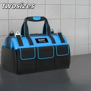 Waterproof Tool Bag, Multifunctional Tool Organizer with Tool Pockets and Rubber Bottom, Portable Heavy Duty Handle Tool Storage Bag for Electrician & Plumber (Bag Only, No Tools)