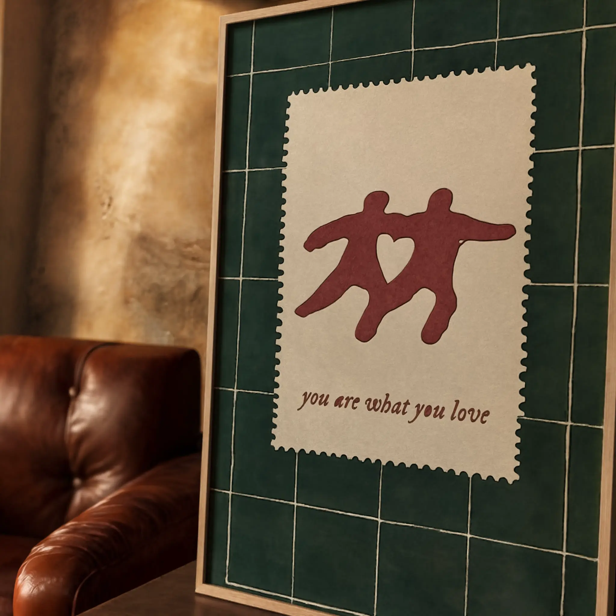 Couple Wall Art Romantic Typography Print Mid Century Modern Bedroom Decor