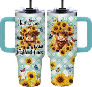 Just A Girl Who Loves Highland Cows 40oz Tumbler, Cute Animals Tumbler With Handle - scs17764