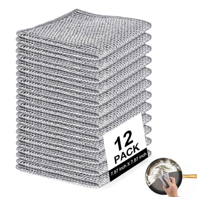 12-24 Counts Dishwashing Rags for Wet and Dry Multipurpose Stainless ...