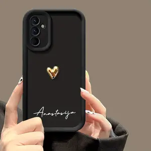 Phone Case: Personalized All Inclusive TPU Cases Custom Name Cute Golden 3D Love Heart Phone Cases Compatible with Samsung Galaxy S26,S26PLUS,S26ULTRA,S25,S25PLUS,S25ULTRA,S24,S24FE,S24PLUS,S24ULTRA,A54,A53,A52,A36, 4G 5G Shockproof Soft Cover Anniversary