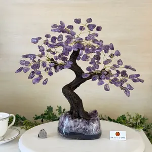 14" Tall Special Amethyst Gemstone Tree, Amethyst base, 180 Gems #5404XAM-002