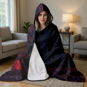 1pc Dark Wolf Energy Hooded Blanket, Oversized Wearable Flannel Poncho Cloak for Adults Men Women Teens, Super Soft Comfy Lightweight Cozy Blanket All-Season Digital Print for Lounging Gaming Reading Watching TV