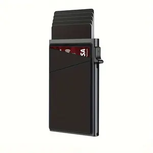 1pc Premium Mens Aluminum Alloy Card Holder - Sleek Automatic Ejection, RFID Shielded, Anti-Theft Design - Durable & Stylish Card Organizer for Everyday Carry