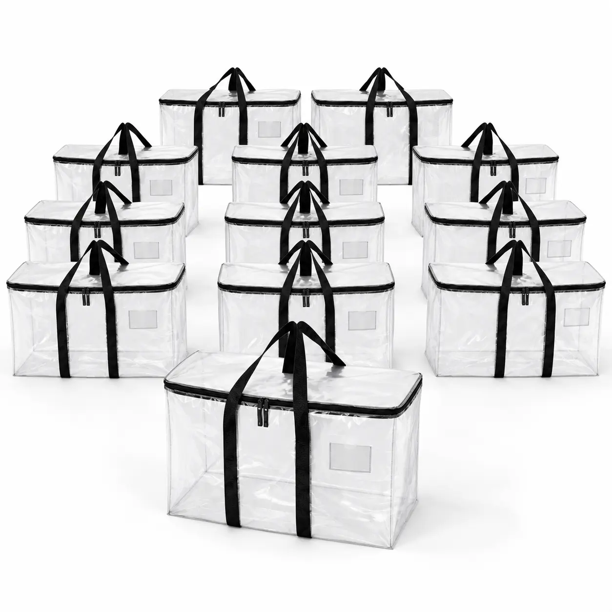 Clear Storage Bags Heavy Duty Moving Bags Extra Large Storage Totes with Handles Zippered Transparent Clothes Organizer Container Space Saving