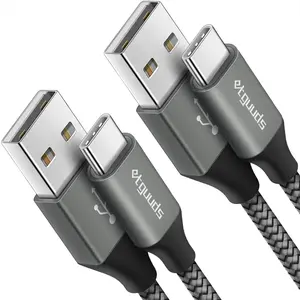USB to USB C Cable 3ft, 2-Pack USB A to Type C Charger Cord Fast Charging for Samsung Galaxy A17 A16 A15 A26 A36 A56, S25 S24 S23 S22 S21 S20 S10 Note 20, for iPhone 17 16 15, Moto, Gray