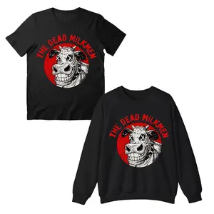 Vintage The Dead Milkmen Band Black Shirt Horror Halloween Red Black Tee Sweatshirt Cotton Men Casual