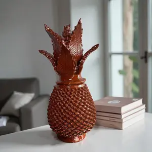 Mexican pottery, Pineapple decor, Mexican decoration, Pineapple sculpture, Glazed clay pineapple, Pottery from Michoacan