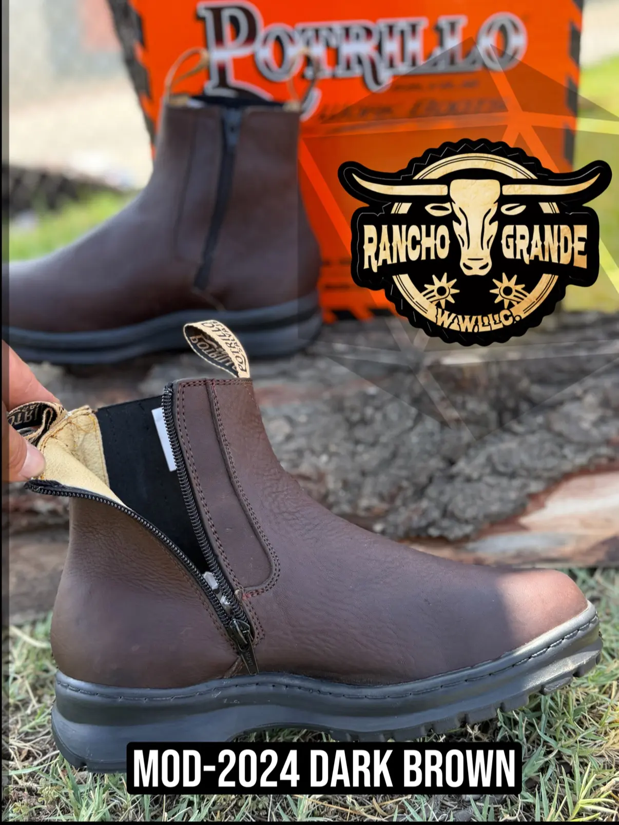 2024 Men’s Work  Boots Dark Brown Easy on ,Stitched  & Ultra Light