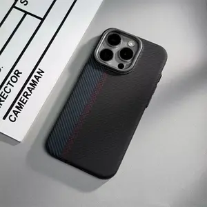 3D Relief Magsafe Phone Case with Geometric Carbon Fiber Texture for iPhone 13 15 14 12 Pro 16 17 Pro Max Magnetic Cover Wireless Charging Camera Metal Lens Protective Shell Hard PC Fundas