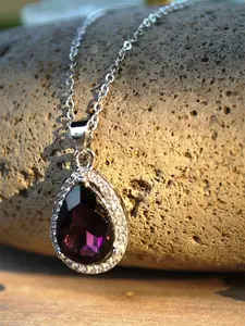 1 PC Charm Purple Cubic Zirconia Necklace Pendant For Women Valentine's Day Gift Wedding Jewelry Exquisite Jewelry Gift
