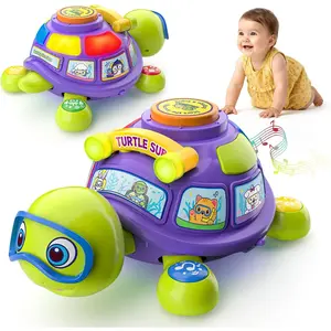 Baby Toys for 6-12 Months, Musical Turtle Tummy Time Developmental Crawling Toy for 6, 7, 8, 9, 10 Months, Educational Bilingual Infant Toy for 6-9-12 Months, Baby Boy/Girl Birthday Gifts