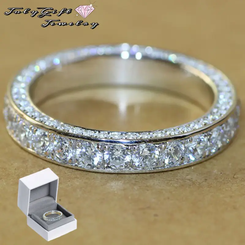3mm Wedding Bands for Women Eternity Ring Cubic Zirconia Engagement Rings Stackable Anniversary Promise Statement Ring Gift for Her Size 6 to 10