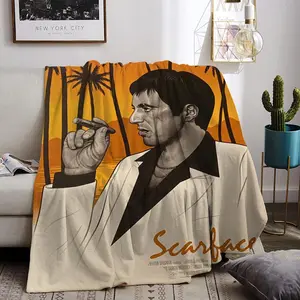 3D Movie Scarface Throw Flannel All Weather Blanket Kneeling Blankets Fluffy Warm Winter Blanket Blankets on Offer Home Knee Throw Wearing Microfiber