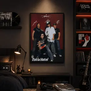1PC Tokio Hotel Band Signed Canvas Art Poster - Framed Modern Wall Decor, 2D Flat for Music Lovers and Fans - Perfect for Bedrooms and Living Rooms - Music Room Decor