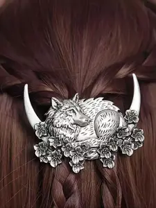 Viking Retro Moon Wolf Flower Hair Clip, Stylish and Versatile Nordic Norwegian Style Accessories, Perfect for Parties & Gifts
